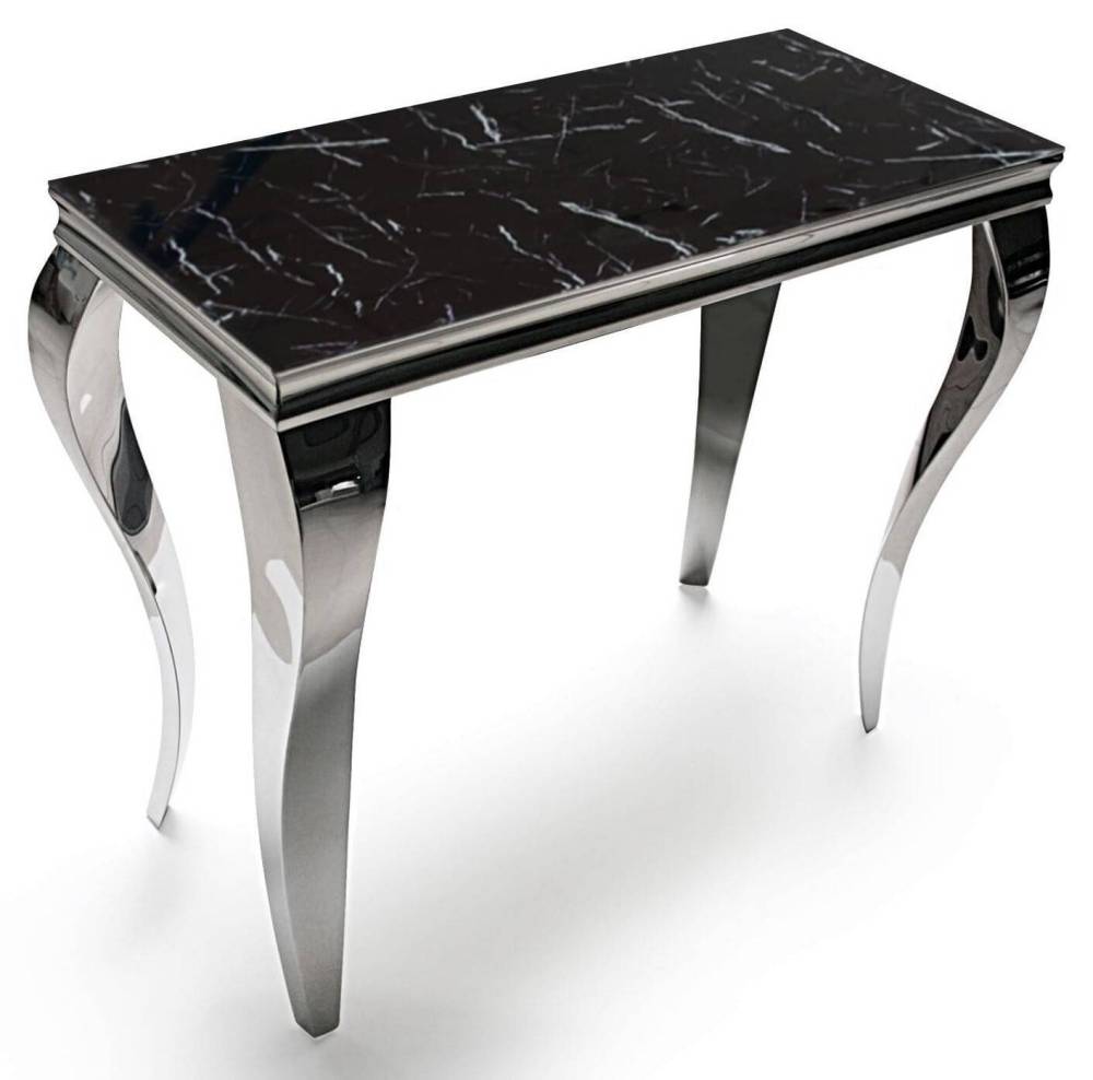 Console BAROQUE Chrome plateau en verre 110x50x85 cm