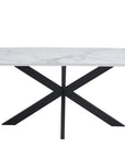 Table de repas MANON PIED NOIR PLATEAU CERAMIQUE MARBRE BLANC 200x100cm