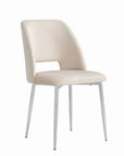 Chaise AVA pied CHROME VELOURS GRIS ET BEIGE