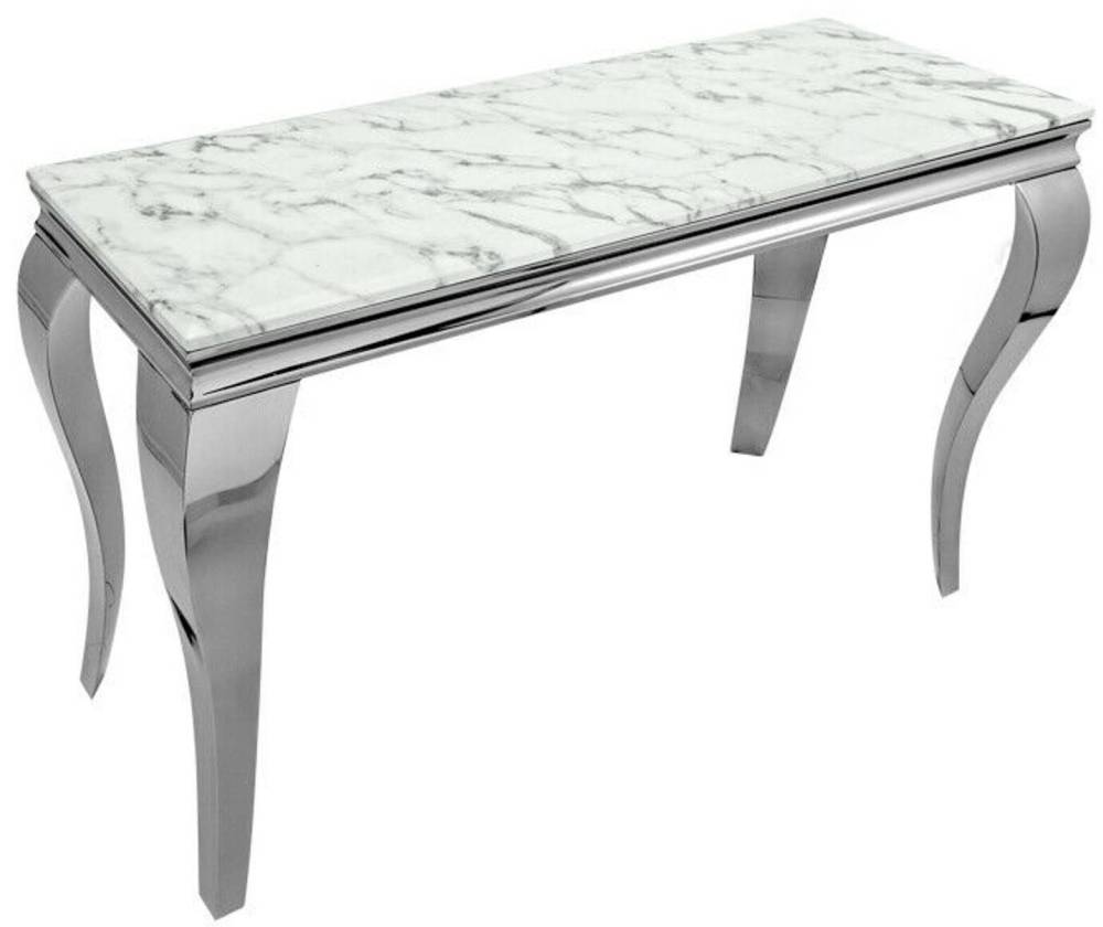 Console BAROQUE Chrome plateau en verre 110x50x85 cm