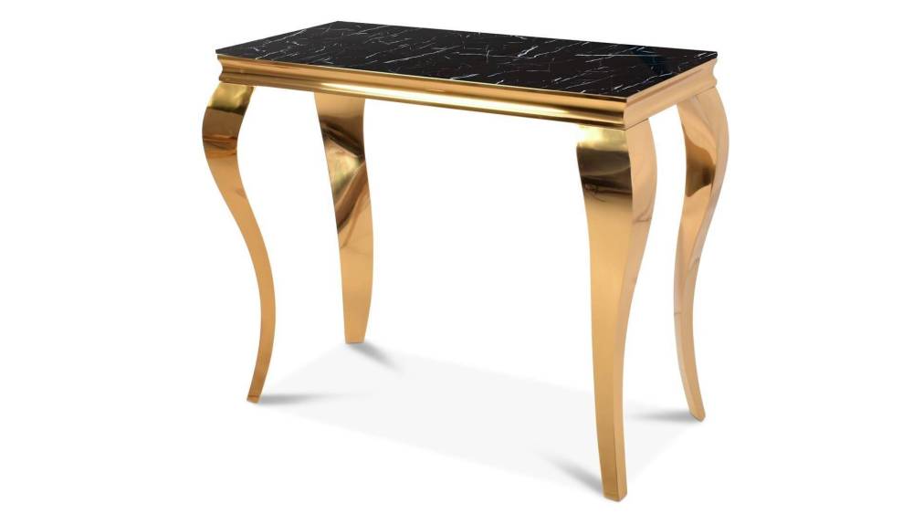 Console BAROQUE Gold plateau en verre 110x50x85 cm