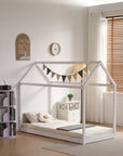Lit enfant ROBINSON CABANE GRIS ET BLANC 90x190cm