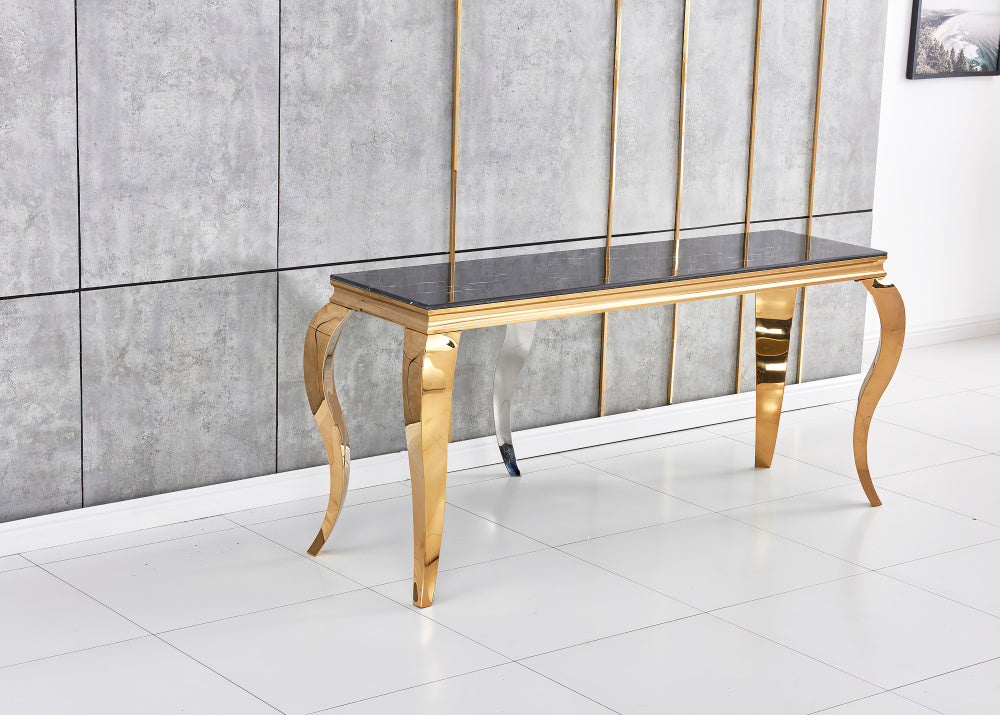 Console BAROQUE Gold plateau en verre 110x50x85 cm