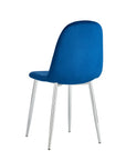 Chaise SCANDINAVE velours BLEU pied CHROME