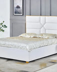 Lit MARK en simili cuir BLANC 160x200cm