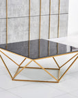 Table Basse ALINA Gold plateau en verre trempé 80x80x45 cm