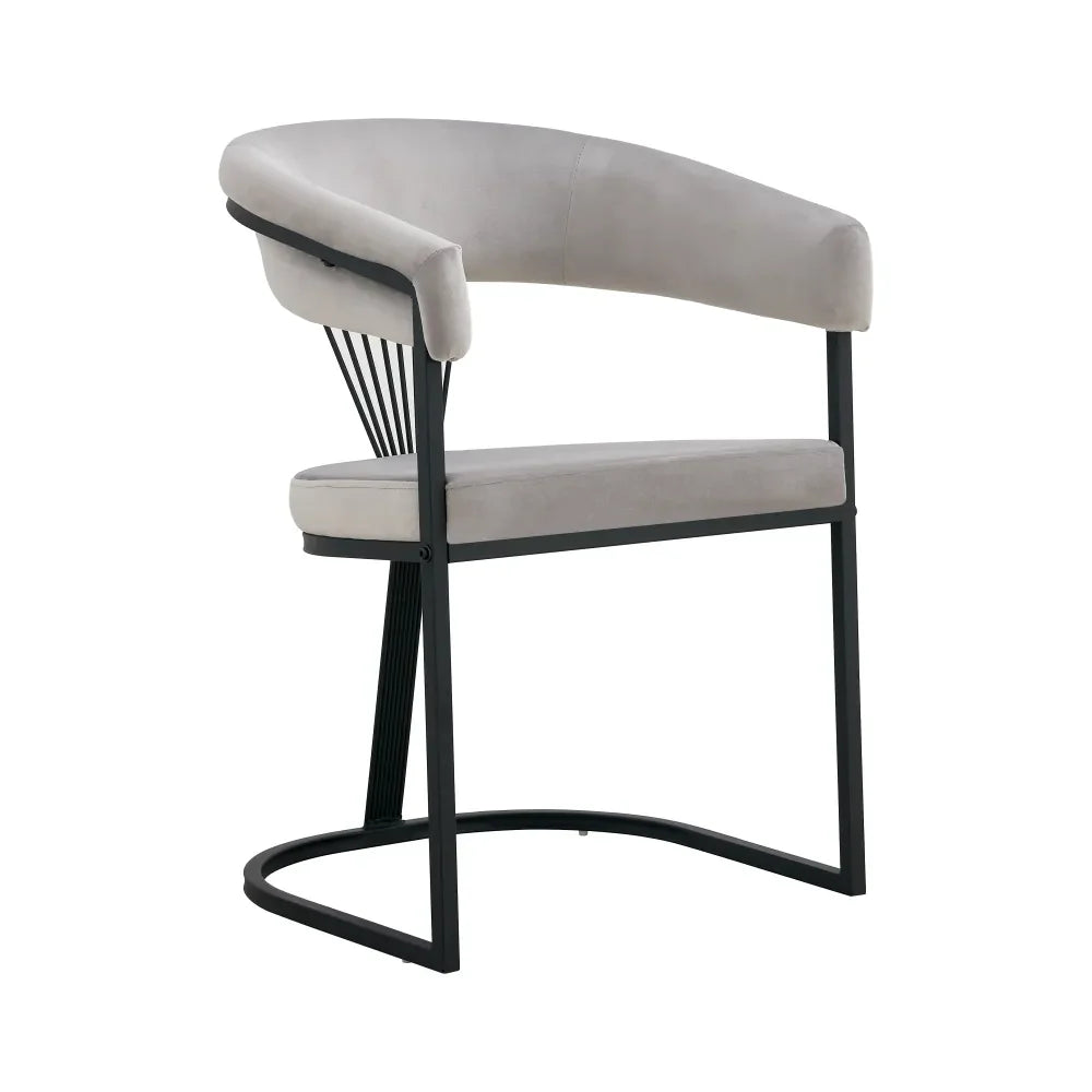 Chaise BRITTANY métal NOIR velours GRIS