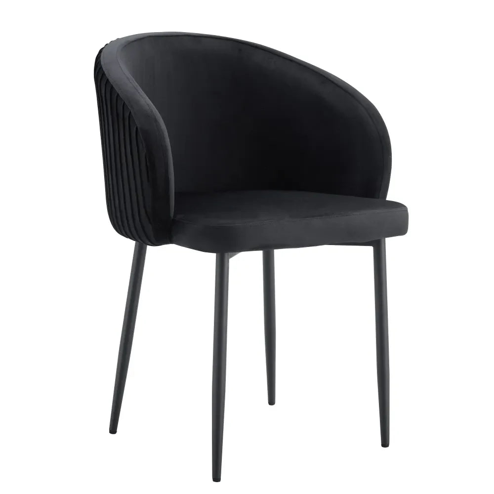 Chaise CARLITA PIED METAL NOIR velours BEIGE, TAUPE, MOKA, GRIS et NOIR