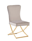 Chaise GABRIELLE GOLD velours BEIGE, TAUPE, ANTHRACITE et NOIR