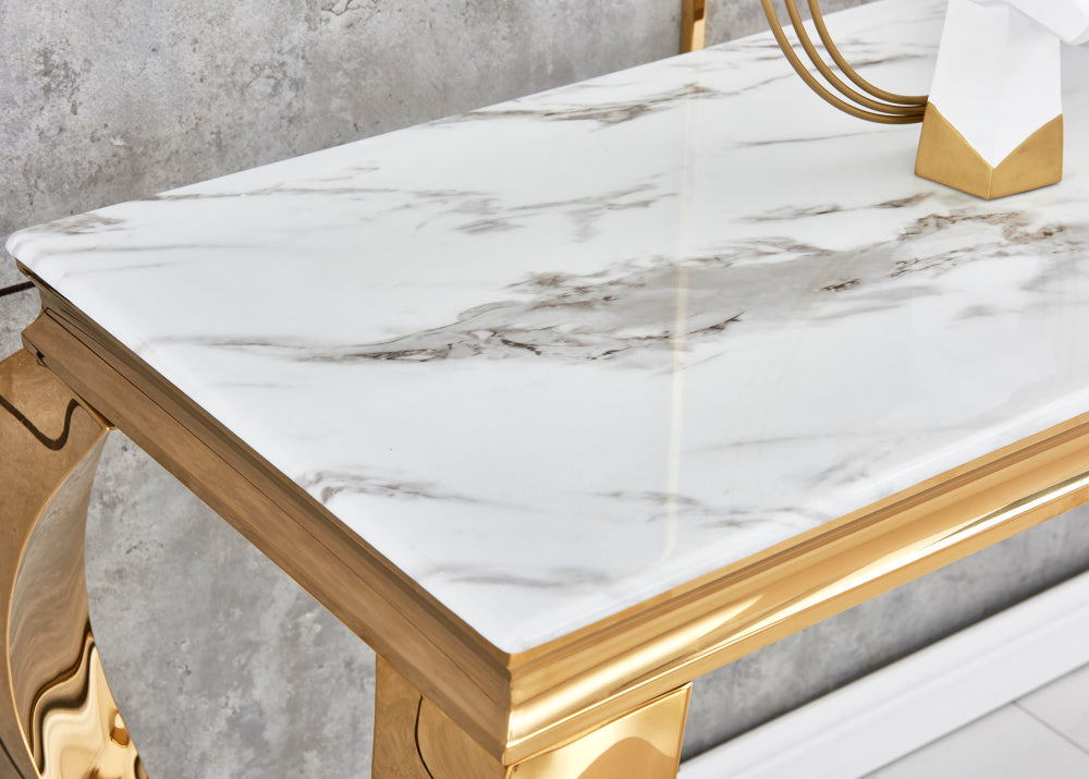 Console BAROQUE Gold plateau en verre 110x50x85 cm