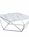 Table Basse ALINA Chrome plateau en verre trempé 80x80x45 cm