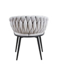 Chaise TRESSEE pied métal NOIR velours ECRU, BEIGE, TAUPE et GRIS
