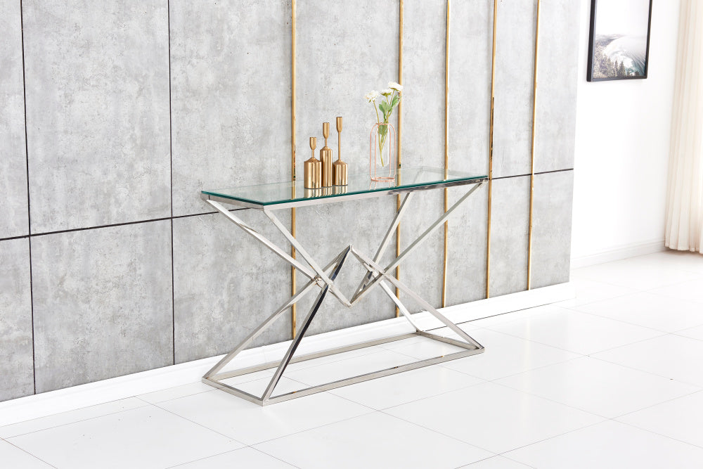 Console PYRAMID en verre Transparent 120x40x78 cm