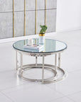 Lot de 2 tables Basses Gigogne ARTO inox et plateau en verre