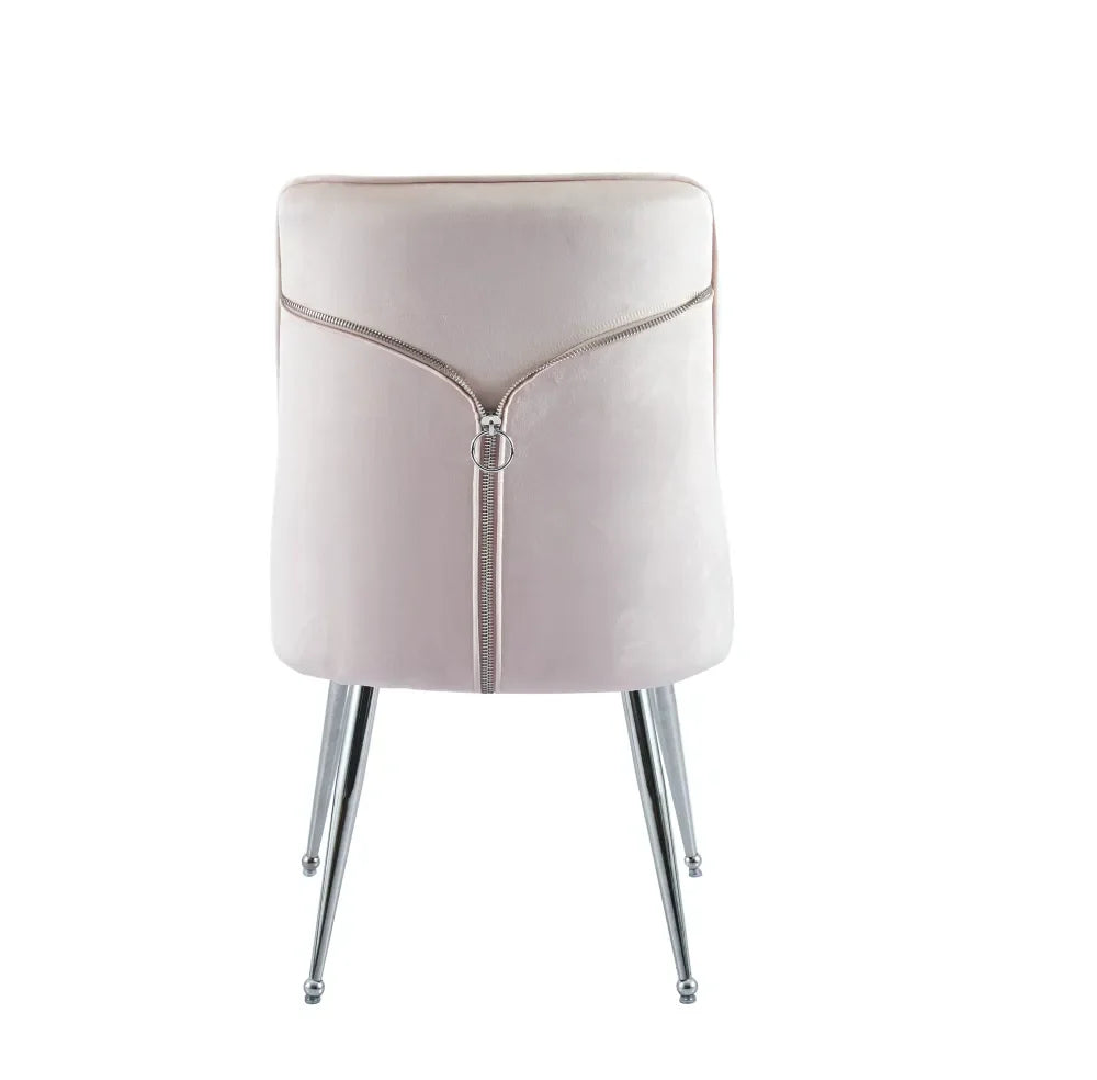 Chaise ZIP PIED CHROME velours MOKA, BEIGE, ANTHRACITE, NOIR et ROSE