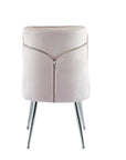 Chaise ZIP PIED CHROME velours MOKA, BEIGE, ANTHRACITE, NOIR et ROSE