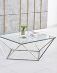 Table Basse ALINA Chrome plateau en verre trempé 80x80x45 cm