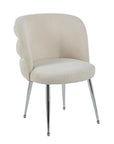 Chaise SACHA pied chrome tissus effet LIN ECRU, MOKA, GRIS, ANTHRACITE