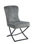 Chaise GABRIELLE METAL NOIR velours BEIGE, TAUPE, ANTHRACITE et NOIR