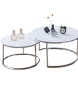 Lot de 2 tables Basses Gigogne ARTO inox et plateau en verre