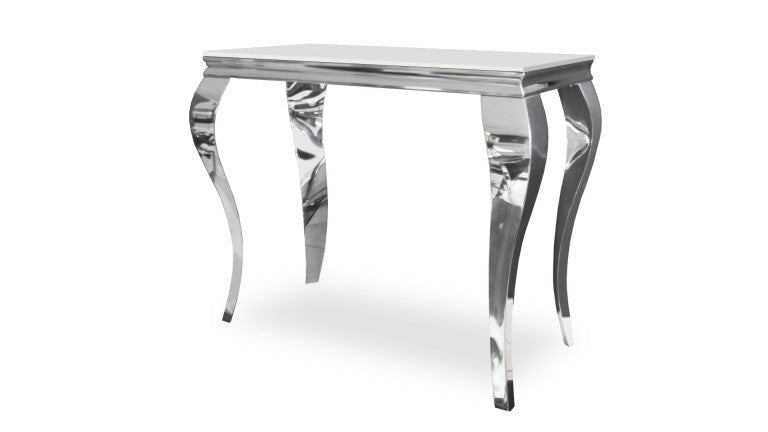 Console BAROQUE Chrome plateau en verre 110x50x85 cm