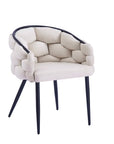 Chaise BALLON pied métal noir assise velours TAUPE et BEIGE