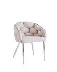 Chaise BALLON pied chrome velours NOIR, BEIGE et TAUPE