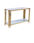 Console FLUTE Gold plateau en verre 120x40x78 cm