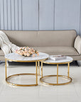 Lot de 2 tables Basses Gigogne ARTO Gold et plateau en verre