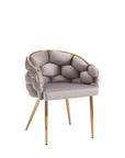 Chaise BALLON pied GOLD velours NOIR, TAUPE, BEIGE  et ANTHRACITE