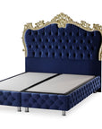 Lit AVANGRADE BLEU, TAUPE bordure doré 160x200cm