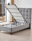 Lit ALBA COFFRE GRIS ET BEIGE 90x190cm